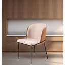 Ver imagem 3 de Cadeira Aurora Linho Bege Couro Caramelo Metal Preto