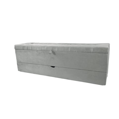 Recamier Puff Baú Sapateira com Gaveta 1,38cm para Cama Box Padrão - Cinza