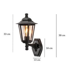 Arandela Preto Externa Colonial E27 Lente Transparente Fachada Lup42 - 3