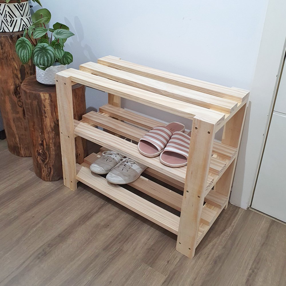 Sapateira 3 Prateleiras Niterói 50X60X30 em Madeira de Pinus - NATURAL ...