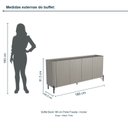 Ver imagem 3 de Buffet Bend 180 cm Porta Frisada Incolar Grigio com Pé Preto
