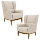 Ver imagem 1 de 2 Poltronas Base Manu Madeira B-309 Veludo Bege Domi