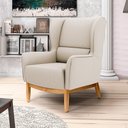Ver imagem 6 de 2 Poltronas Base Manu Madeira B-309 Veludo Bege Domi