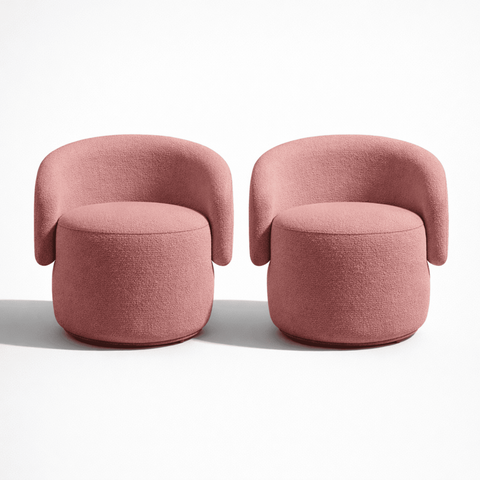 Kit 2 Poltrona Orgânica Aisha para Sala de Estar Boucle Luxo:Rosa