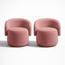 Ver imagem 1 de Kit 2 Poltrona Orgânica Aisha para Sala de Estar Boucle Luxo:Rosa