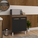 Ver imagem 3 de Balcão Multiuso Armário para Cozinha Microondas Forno Jane Mobília Decor Savana Preto