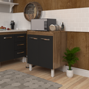 Ver imagem 2 de Balcão Multiuso Armário para Cozinha Microondas Forno Jane Mobília Decor Savana Preto