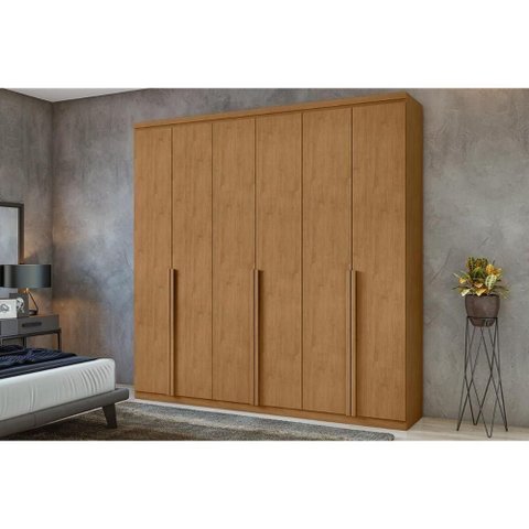 Guarda Roupa Casal 6 Portas e 4 Gavetas Alonzo New Amêndoa - Lopas