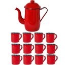 Ver imagem 1 de Bule Café Esmaltado 1,25 Litros e 12 Xícaras 70ml Tradicional Vermelho