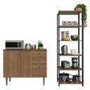 Ver imagem 5 de Kit Cozinha Balcão Gabinete 3 Portas 2 Gavetas e Armário Cozinha Despensa 5 Prateleiras Rustic/