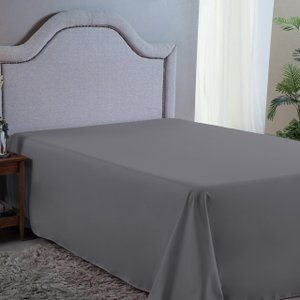 Lençol Super King sem Elástico 400 Fios Virol Toque Aveludado Extra Macio 01 Peça:cinza