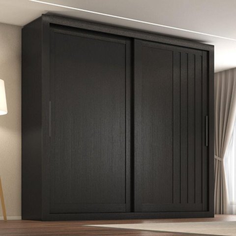 Guarda Roupa de Casal Trianon 2 Portas de Correr Preto Preto