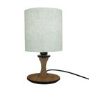 Ver imagem 1 de Abajur de Mesa Base Marrom e Cúpula Tecido Linho Bege Bivolt