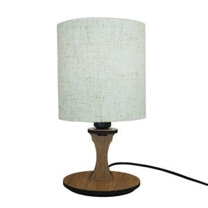 Abajur de Mesa Base Marrom e Cúpula Tecido Linho Bege Bivolt