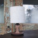 Ver imagem 3 de Abajur de Mesa Base Marrom e Cúpula Tecido Linho Bege Bivolt