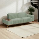 Ver imagem 2 de Sofá Molino 3 Lugares 180cm C/mesa Auxiliar Direito Pés Ouro.f Bouclé Verde Claro - Nexta Casa