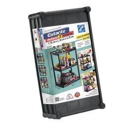 Estante Plastica Modular Multiuso Preta 3 Prateleiras - 3