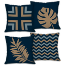Ver imagem 1 de Kit com 4 Capas para Almofadas Decorativas Folhas Azuis