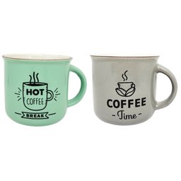 Jogo 2 Canecas Cerâmica Coffee Soft Colorida 350ml - Fratelli - 1