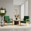 Ver imagem 1 de Kit 2 Poltronas Yasmin para Sala de Estar ou Recepção Madeira Maciça em Linho Premium:verde