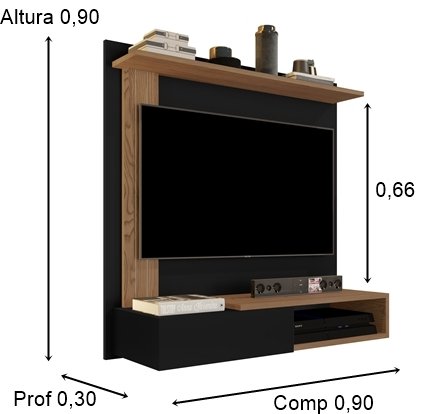 Painel Para Tv Até 32 Polegadas Turim Preto / Freijó - Comprar Moveis em Casa - 2