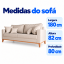 Ver imagem 3 de Sofá Living Beny 3 Lugares 180cm Linho Base Madeira - Bege