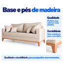 Ver imagem 6 de Sofá Living Beny 3 Lugares 180cm Linho Base Madeira - Bege