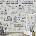 Ver imagem 4 de Papel de parede trenzinho para quarto de bebê infantil M² PP39