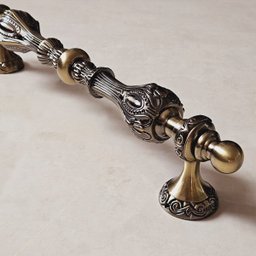 Puxador Duplo Florence 430mm Bronze Antigo Porta Pivotante Correr Passagem Madeira Vidro Rústico - 3