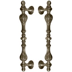Puxador Duplo Florence 430mm Bronze Antigo Porta Pivotante Correr Passagem Madeira Vidro Rústico - 1