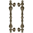 Ver imagem 1 de Puxador Duplo Florence 430mm Bronze Antigo Porta Pivotante Correr Passagem Madeira Vidro Rústico