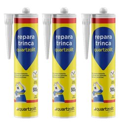 Kit 3 Selante Acrílico Repara Trinca Branco 500g Quartzolit - 1