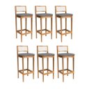 Ver imagem 2 de Kit 6 Banquetas Estofada em Linho Encosto Palhinha Bruna:mel com Linho Chumbo