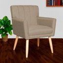 Ver imagem 2 de Poltrona Decorativa Elegante Cecília Escritório Sala de Estar Recepção Pés Palito Linho Marrom