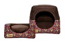 Ver imagem 2 de Cama Iglu e Toca para Cachorro Luppet Luxo Marrom Floral - G