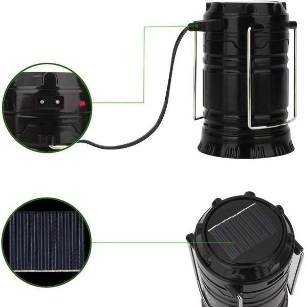 Lampião Solar com Lanterna Usb Recarregável Portátil - 3