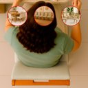 Ver imagem 3 de Kit 6 Cadeira de Jantar Emily Estofada Linho Bege Pé de Madeira Castanho - Arkell
