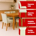 Ver imagem 4 de Kit 6 Cadeira de Jantar Emily Estofada Linho Bege Pé de Madeira Castanho - Arkell