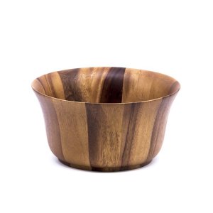 Saladeira Bowl Média Redonda Madeira Acácia Tigela 13x25cm
