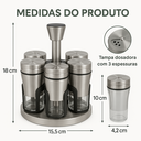 Ver imagem 2 de Porta Temperos Giratório Inox com 6 Potes de Vidro com Visor Design Sofisticado Premium