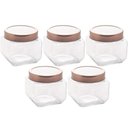 Ver imagem 1 de Kit 5 Potes de Vidro Tampa Metal Rose Gold 800ml Gastro Lyor Porta Mantimentos Doces
