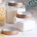 Ver imagem 4 de Kit 5 Potes de Vidro Tampa Metal Rose Gold 800ml Gastro Lyor Porta Mantimentos Doces