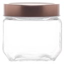 Ver imagem 5 de Kit 5 Potes de Vidro Tampa Metal Rose Gold 800ml Gastro Lyor Porta Mantimentos Doces