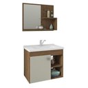 Ver imagem 1 de Gabinete de Banheiro com Cuba e Espelheira Lotus 55cm Amendoa/off White - Mgm