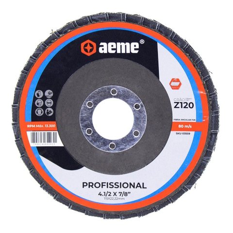 Disco Flap Aeme Profissional Fibra Angular 4.1/2" (115mm) 10 Unidades
