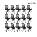 Ver imagem 1 de Kit 15 Cadeiras de Escritório Begonia Tela Mesh Ergonômico - Preto + E-book