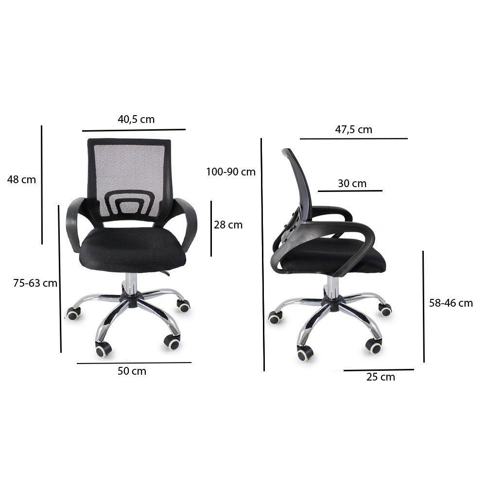 Kit 15 Cadeiras de Escritório Begonia Tela Mesh Ergonômico - Preto - 8