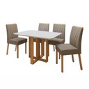 Ver imagem 2 de Conjunto Sala de Jantar 4 Lugares Retangular Tampo MDF Mesa Bold com Cadeiras Pés Madeira Jade