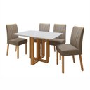 Ver imagem 2 de Conjunto Sala de Jantar 4 Lugares Retangular Tampo MDF Mesa com Cadeiras Pés Madeira Jade