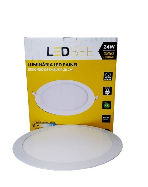 Paflon LED Painel 24W Redondo de Embutir Amarelo LedBEE - 1